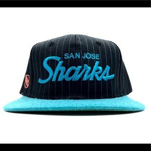 Vintage DS San Jose Sharks SS Script Snapback Cap